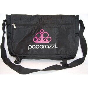 Paparazzi Accessories Jewelry Laptop Bag Large Black Pink Adjustable Strap 20x13